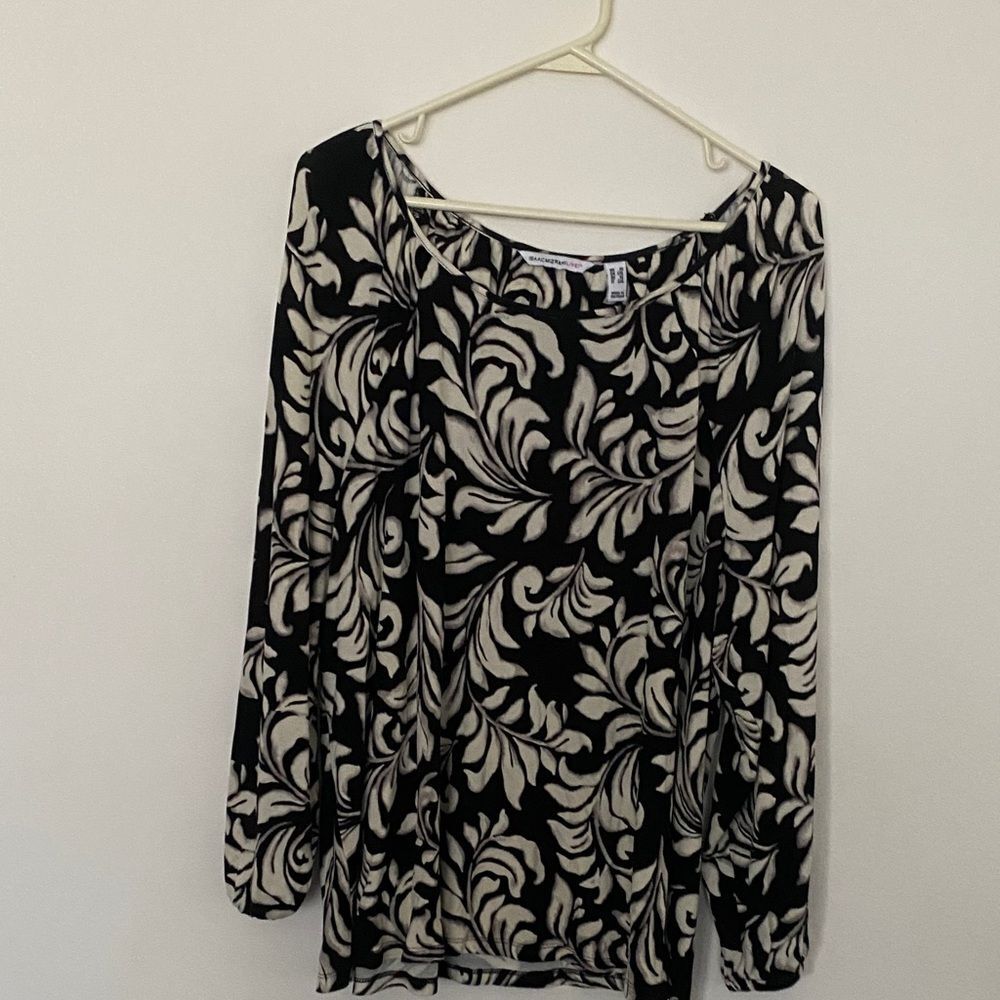 Isaac Mizrahi Black and Cream Floral Blouse